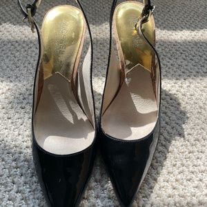 Michael Kors Patent and cork stilettos heels